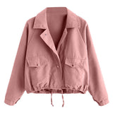 Chaqueta Cardigan Mujer Otoño Rosa Bolsillos Solapas